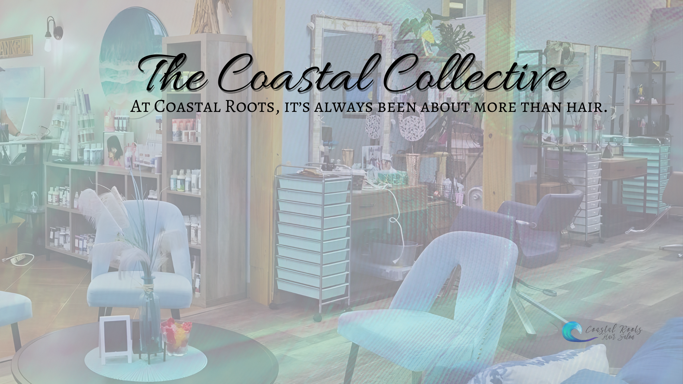 Interior of Coastal Roots Hair Salon featuring styling chairs, product displays, and a welcoming coastal-inspired space introducing The Coastal Collective loyalty program.