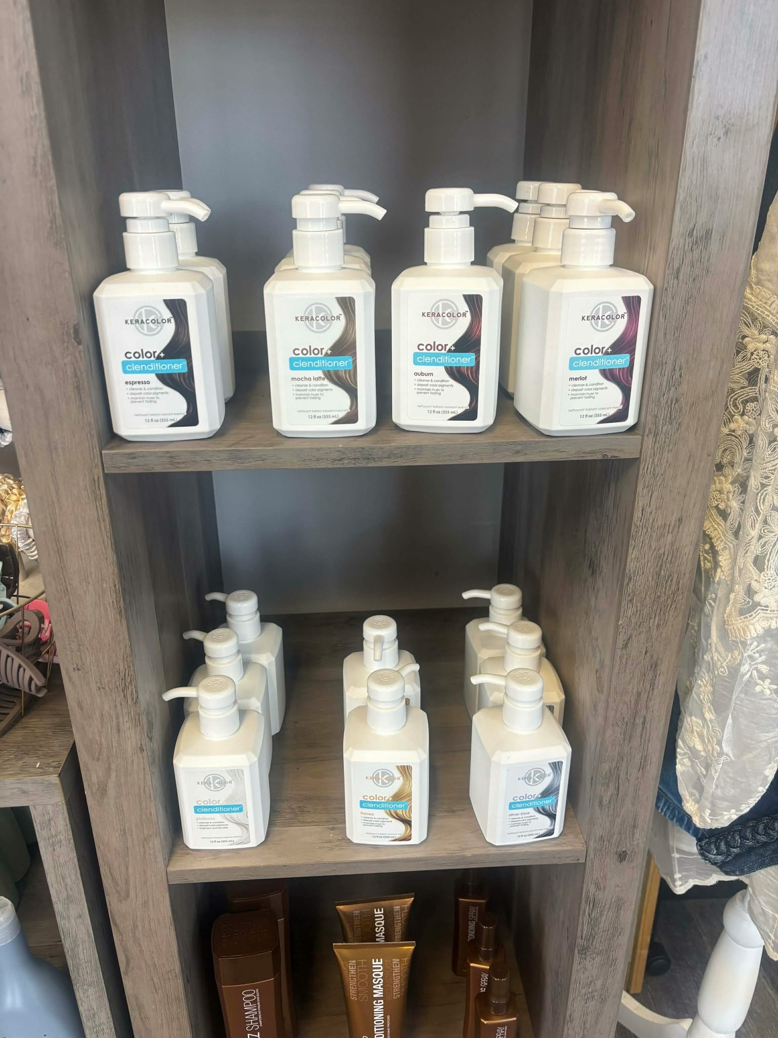 Featured product shelf at Coastal Roots Salon
