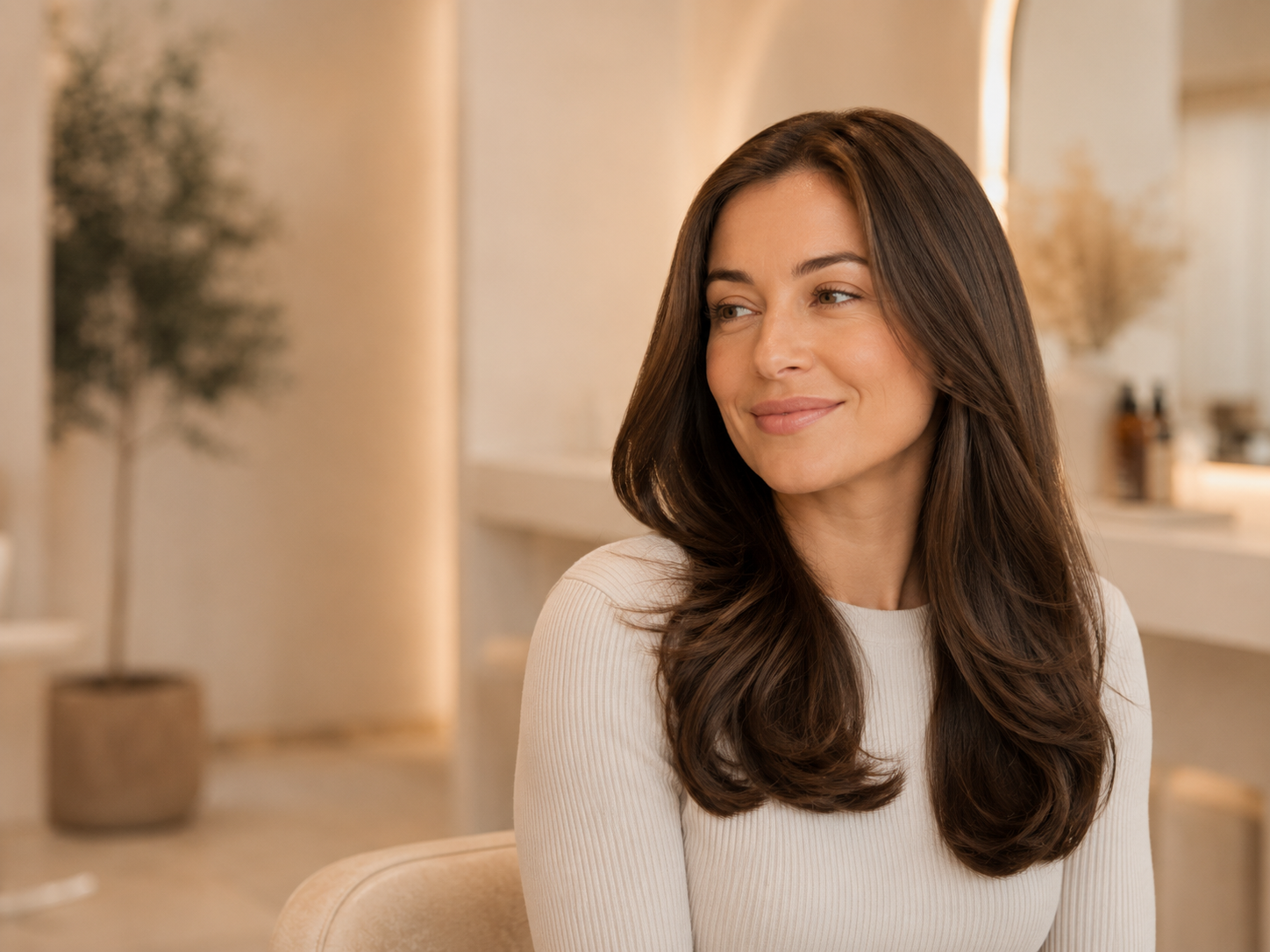 Healthy shiny freshly styled hair after a professional salon service